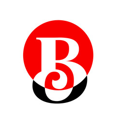 Brand name B letters with red round icon. B logo.