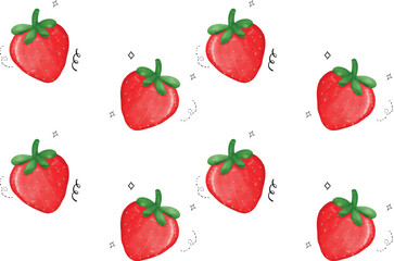 Strawberry Watercolor Seamless Pattern - Cute Red Berry Illustration