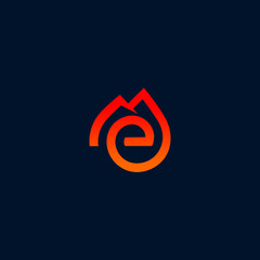 letter e with mountain logo design