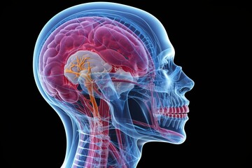The symptoms of cerebral infarction patients. X-ray head model, brain