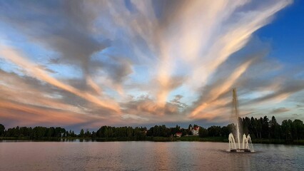 sunset over the lake in Bollnäs Gävleborglän