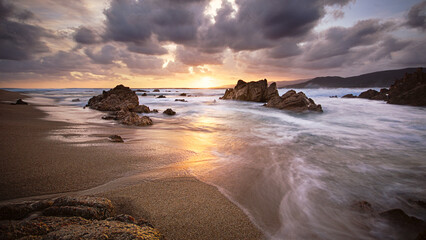 Sunset at the Corsica's beach