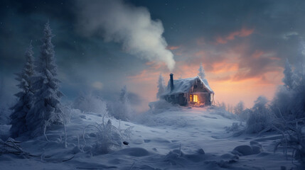 house in the winter landscape