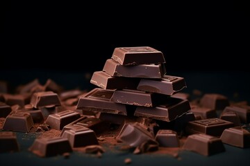 Dark chocolate on dark background