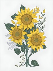 sunflower sticker on a white background