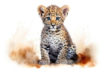 A baby cheetah sitting on the ground created with Generative AI technology