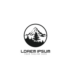 Forest logo vector icon, silhouette, Forest illustration, Mountains, tree or mountain design, Pine Trees