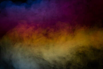 Purple and blue steam on a black background.