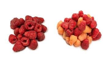 Tasty raspberries isolated on  white background.