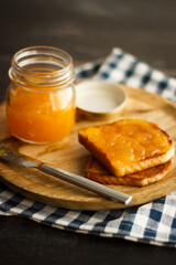 toast with peach jam tasty breakfast