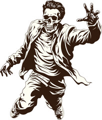Fototapeta na wymiar illustration, vector, halloween, head, spooky, anatomy, horror, guitar, human bone, human skeleton, group, fear, music, person, cartoon, color image, , cool, dance, dancing, dead, vector set