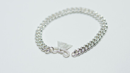 Beautiful jewelry display on white background 