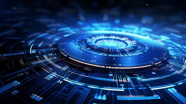 Abstract technological background from a fiber optic glowing beam spreading in the digital space. Data transmission in the futuristic industry. Colorful digitalization process.