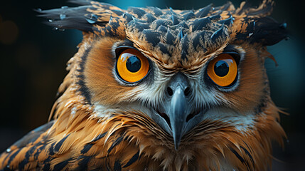 Eagle Owl portrait HD 8K wallpaper Stock Photographic Image