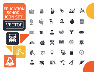 Education And Learning Vector Icon Set Design