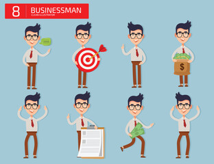 Businessman Character Set Vector Design