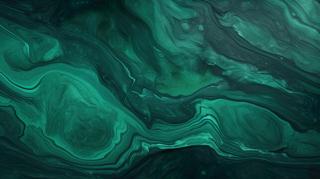 Emerald green marble stone with silver vein. A vivid graphite-textured geode wallpaper background