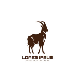 Goat logo icon. poster for Butchery meat shop, goat silhouette. silhouette goat on white background. Vector Illustration