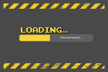 Pixel 8-bit yellow Loading bar on black background