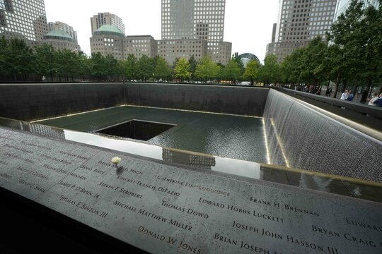 NEW YORK CITY  31 January 2025.  Memorial at World Trade Center Ground Zero The memorial was dedicated on the 10th anniversary of the Sept. 11, 2001 attacks