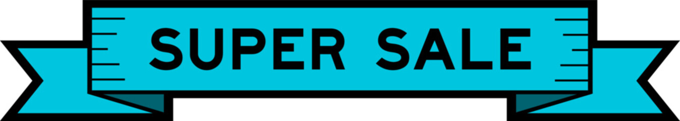 Ribbon label banner with word surprise sale in blue color on white background