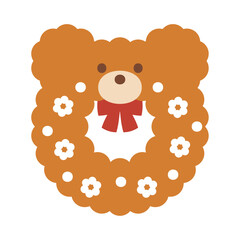 くまのクリスマスリース茶色