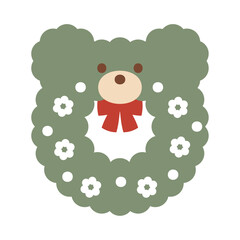 くまのクリスマスリース緑
