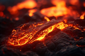 close up shot of a river of lava flowing down a volcano