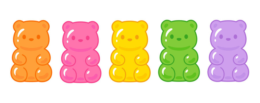 Naklejki Cute cartoon gummy bears drawing set