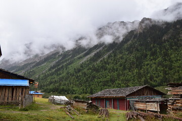 Wooden house in a rural village in China