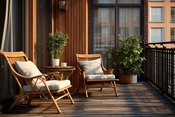 Fototapeta na wymiar table and chairs in a garden, Generative AI