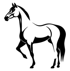 A majestic horse in a stunning black and white vector design 