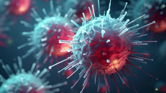 Macro microscope of a virus reveals the intricate details and patterns of its viral capsid.