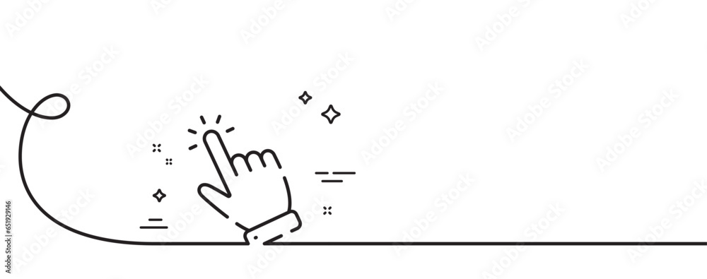 Poster hand cursor line icon. continuous one line with curl. click action sign. finger pointer symbol. curs