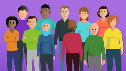 Simple flat vector characters. Collection of diverse people. Modern trendy style.