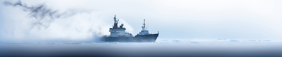 Obraz premium Amidst the ice, alone icebreaker.