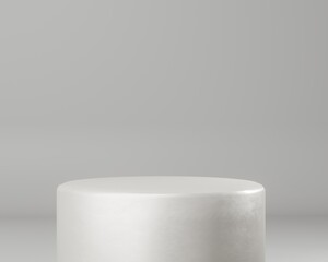 Cylinder podium on white background. 3d display product abstract minimal scene with geometric podium platform.