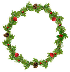 christmas wreath chaplet isolated on clear background	