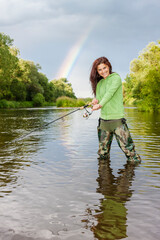 woman fishing