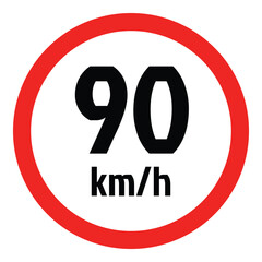 speed limit warning sign icon, traffic symbol. vector isolated on white background. simple and modern design	