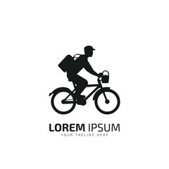 Fast and free delivery by cycle. Courier on bike with parcel box on the back isolated on white background. Delivery work vector illustration.