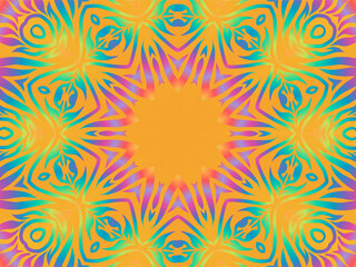 Beautiful colourful caleidoscope gradient batik ethnic dayak flowers line art pattern