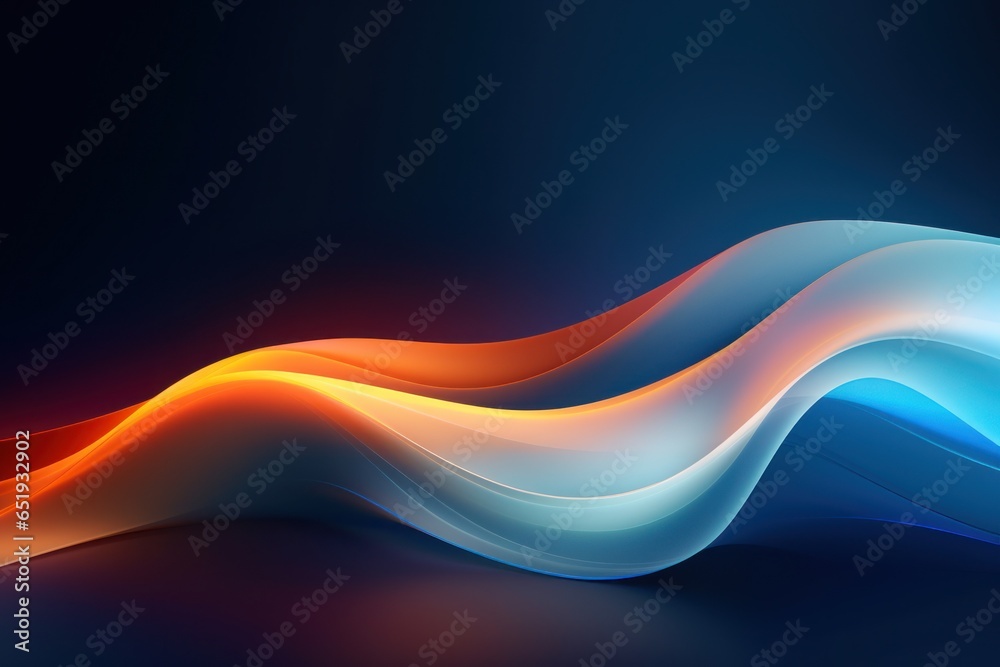 Poster A captivating image of a blue and orange wave against a dark background. This versatile picture can be used in various projects and designs.