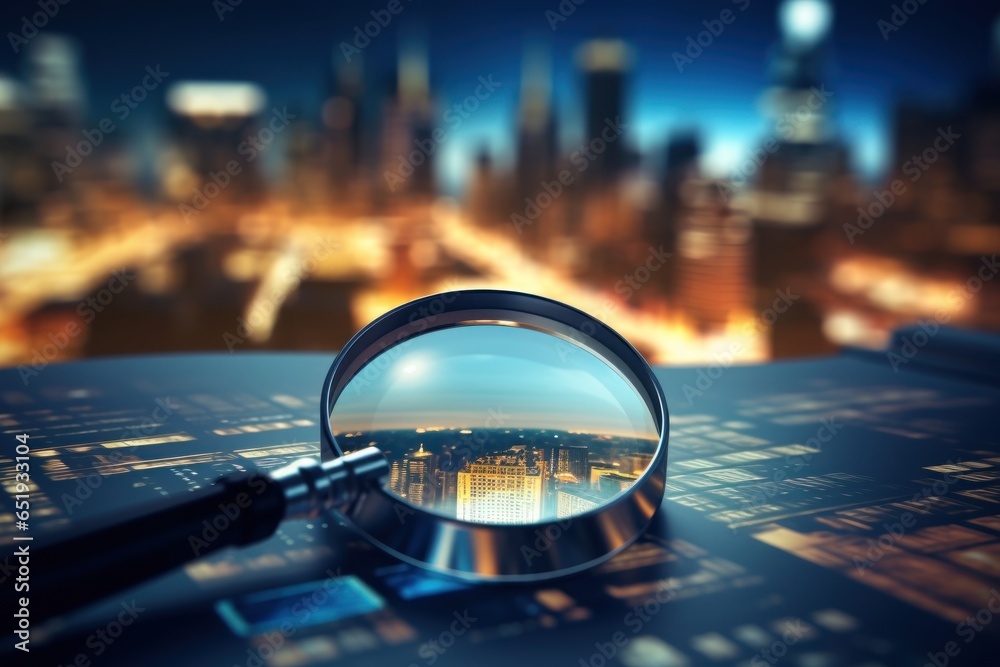 Aufkleber a magnifying glass sitting on top of a table. perfect for illustrating concepts of investigation, re