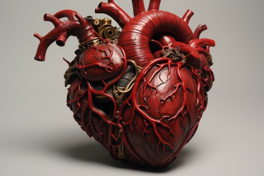 Muscular anatomic heart. Science blood. Generate Ai