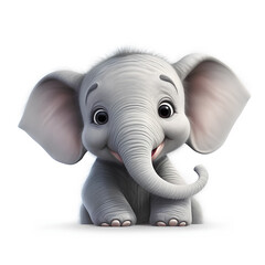 a cute elephant portrait, animation style