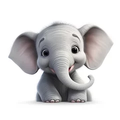 Gordijnen a cute elephant portrait, animation style © Beshr