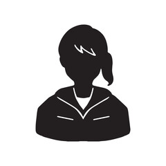 作業服の女性シルエットイラスト　黒