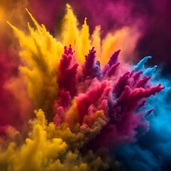 Fototapeta na wymiar Wonderful explosion colored paint art. Generative AI 