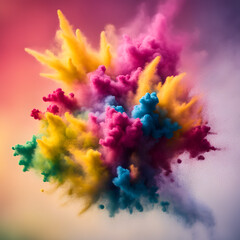 Pretty Colored powder explosion art. Generative AI
